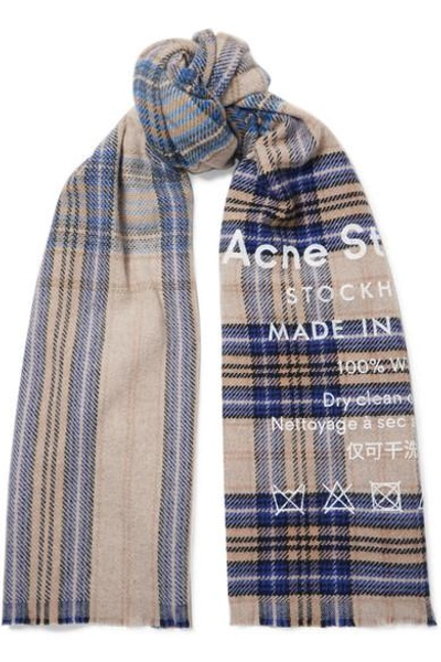 Shop Acne Studios Checked Wool Scarf In Beige