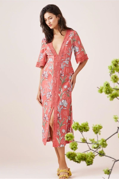 Shop Finders Keepers Rotation Midi Dress In Melon Floral