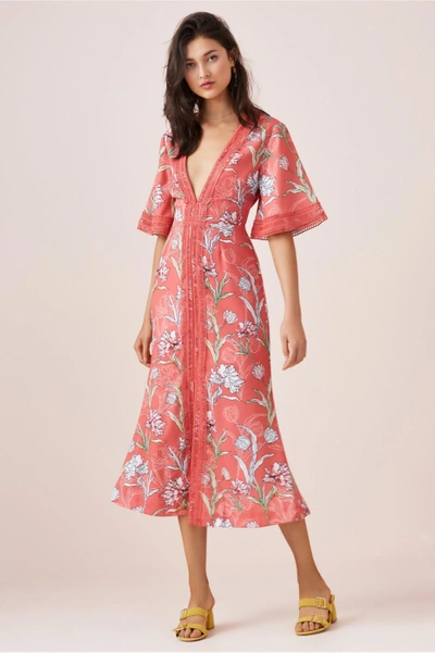 Shop Finders Keepers Rotation Midi Dress In Melon Floral