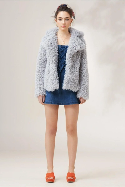 Shop Finders Keepers Echelon Fur Coat In Baby Grey