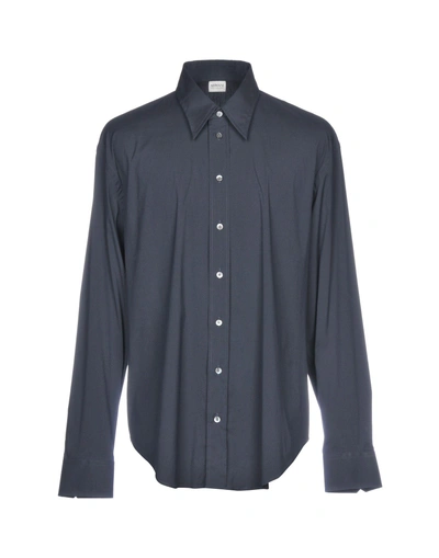 Shop Armani Collezioni Solid Color Shirt In Dark Blue