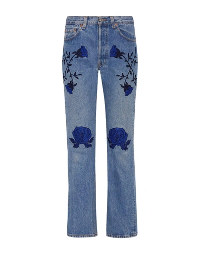 Shop Bliss And Mischief Denim Pants In Blue
