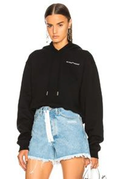 Shop Off-white Quotes Cropped Hoodie In Black