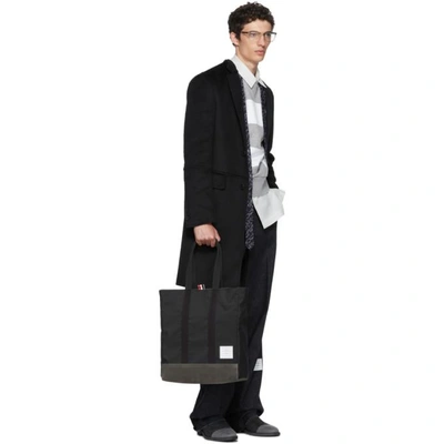 Shop Thom Browne Black Unstructured Nylon Tote In 001 Black