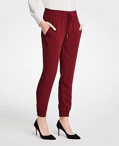 Shop Ann Taylor Petite Jogger Pants In Dark Ruby