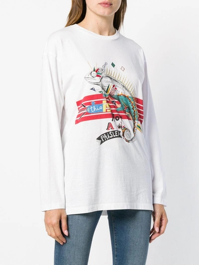 Shop Etro Lizard Print T-shirt In White