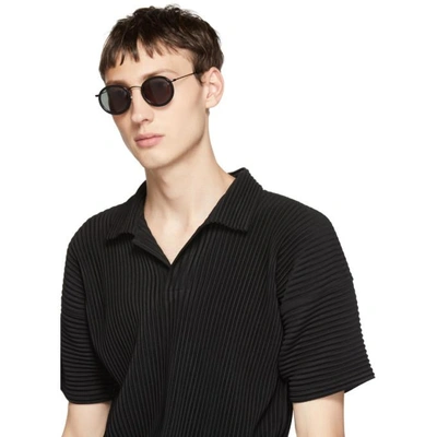 Shop Han Kjobenhavn Black Drum Sunglasses In Black/black