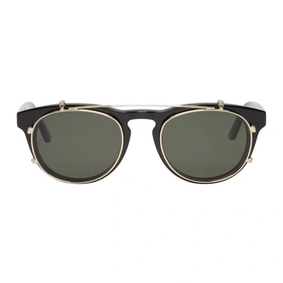 Shop Han Kjobenhavn Black And Gold Timeless Clip-on Sunglasses