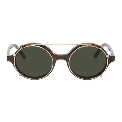 Shop Han Kjobenhavn Tortoiseshell And Gold Clip-on Doc Sunglasses In Amber