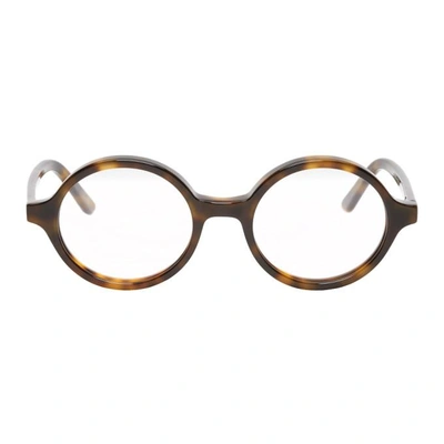 Shop Han Kjobenhavn Tortoiseshell And Gold Clip-on Doc Sunglasses In Amber
