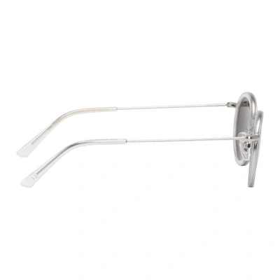 Shop Han Kjobenhavn Transparent And Silver Titanium Drum Sunglasses In Clear/titan