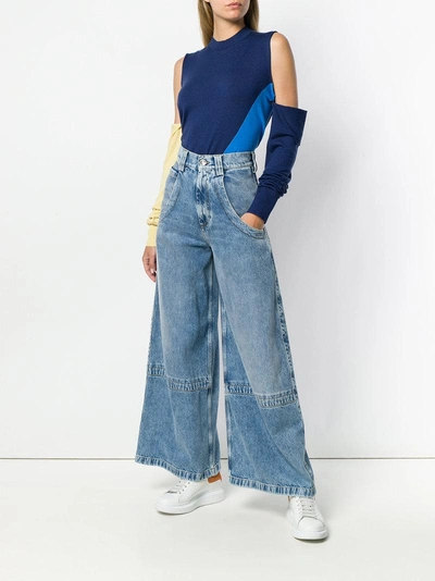 Shop Maison Margiela Wide Leg Trousers In Blue