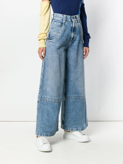 Shop Maison Margiela Wide Leg Trousers In Blue