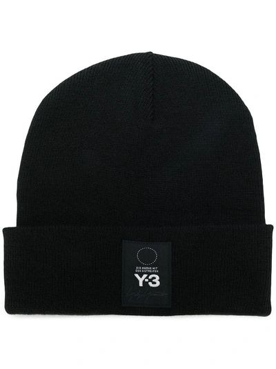 Shop Y-3 Logo Patch Beanie - Black