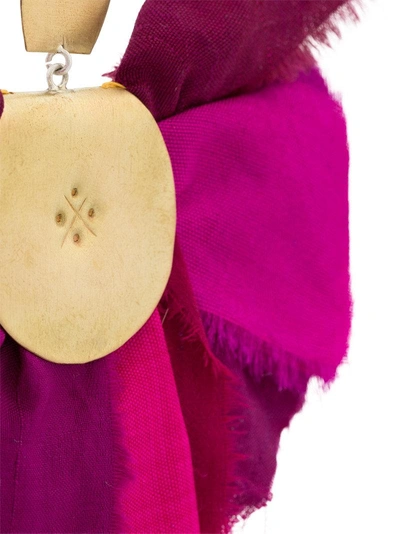 purple hand fan silk and silver earrings