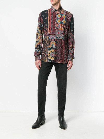 Shop Just Cavalli Printed Button Shirt In Brown