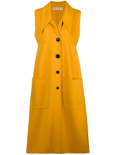 Shop Marni Single Breasted Duster Coat - Orange