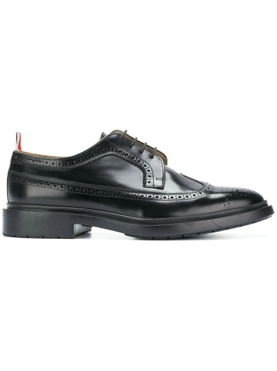Shop Thom Browne Shiny Leather Classic Longwing Brogue - Black