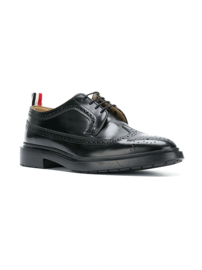 Shop Thom Browne Shiny Leather Classic Longwing Brogue - Black