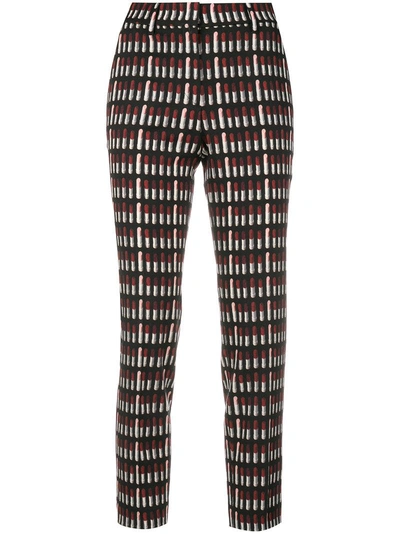 Shop Prada Cropped Printed Trousers - Black