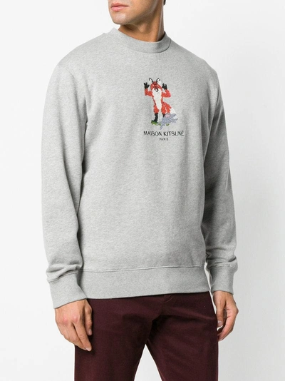 Shop Maison Kitsuné Pixel Fox Sweatshirt - Grey