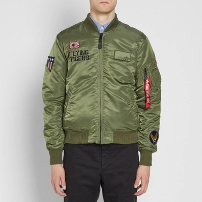 Alpha Industries Ma-1 Flying Tigers Shell Bomber Jacket In Green | ModeSens