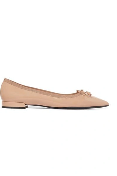 Shop Prada Patent-leather Ballet Flats In Neutral