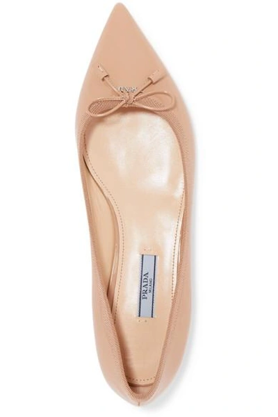 Shop Prada Patent-leather Ballet Flats In Neutral