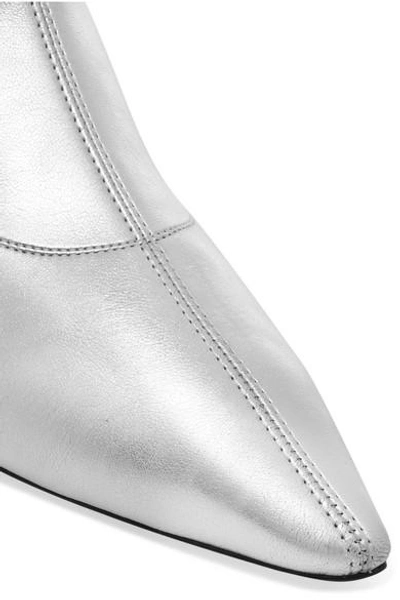 Shop Giuseppe Zanotti Notte Metallic Leather Sock Boots In Silver