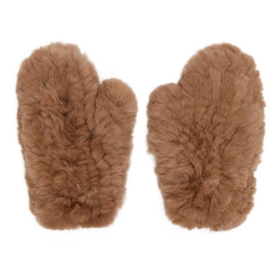 Shop Yves Salomon Beige Fur Handwarmer Gloves In A5083 Dance