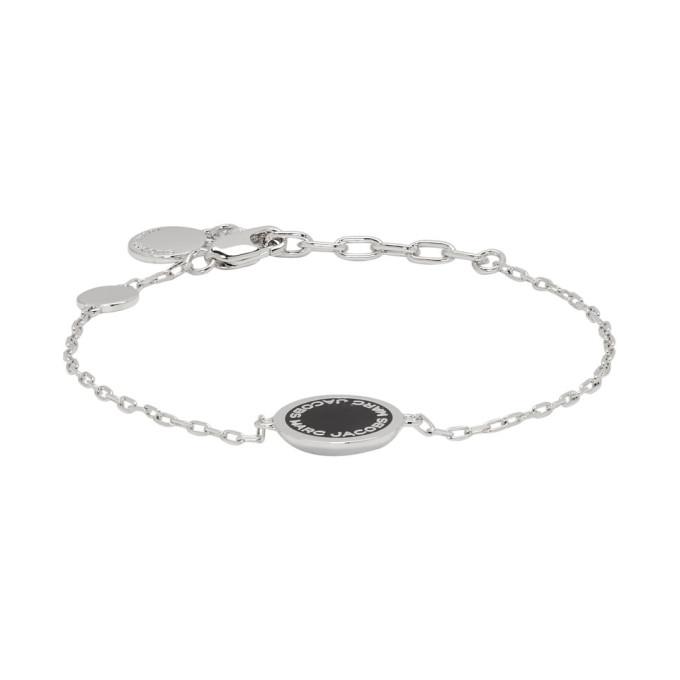 Marc Jacobs Silver Enamel Logo Disc Bracelet In 068 Blk/arg | ModeSens