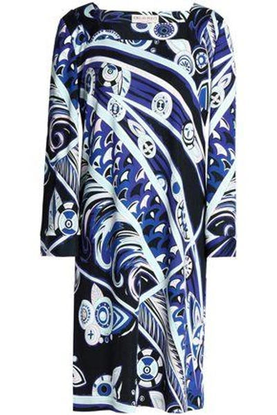 Shop Emilio Pucci Woman Printed Jersey Dress Blue