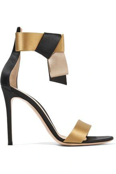 Shop Gianvito Rossi Woman Geisha Bow-embellished Satin Sandals Gold