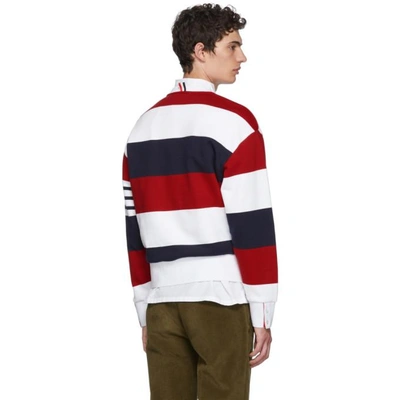 Shop Thom Browne Tricolor Striped Cotton Sweatshirt In 960 Rwbwht