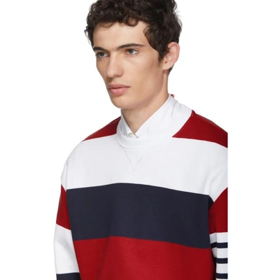 Shop Thom Browne Tricolor Striped Cotton Sweatshirt In 960 Rwbwht