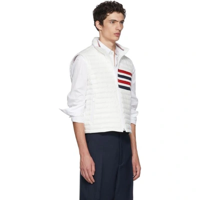 Shop Thom Browne White Down Quilted Four Bar Vest In 100 White