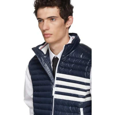 Shop Thom Browne Navy Down Quilted Four Bar Vest In 415 Navy
