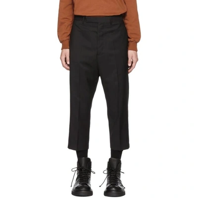 Shop Rick Owens Black Cropped Astaires Trousers
