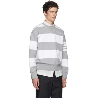 Shop Thom Browne Grey Striped Cotton Sweatshirt In 055 Lt Grey