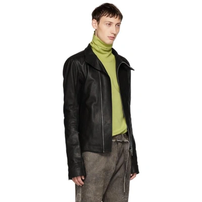 Shop Rick Owens Black Leather Mollino Biker Jacket In 09 Black