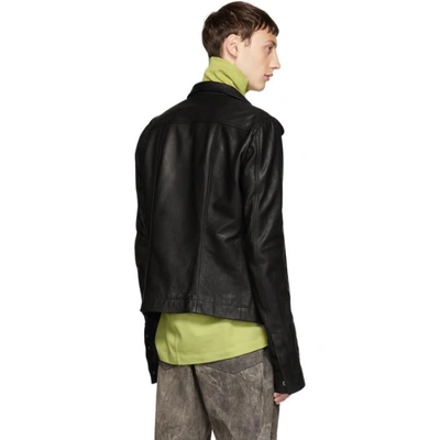 Shop Rick Owens Black Leather Mollino Biker Jacket In 09 Black