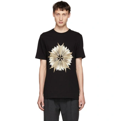 Shop Neil Barrett Black Cross Floral Golden Aura T-shirt In 516 Blkgold