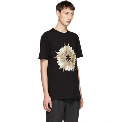 Shop Neil Barrett Black Cross Floral Golden Aura T-shirt In 516 Blkgold