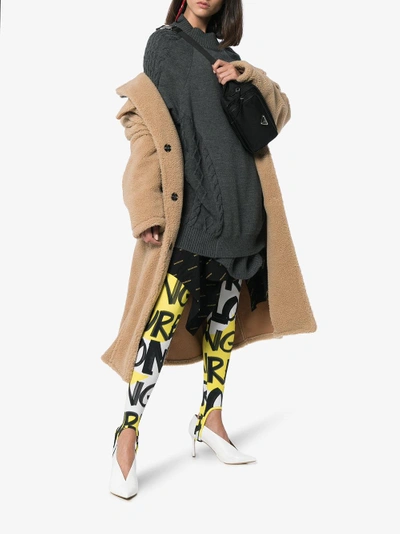 Shop Burberry Graffiti Logo Stirrup Leggings In Yellow&orange