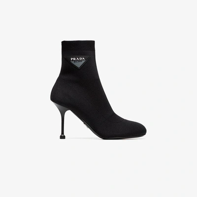 Shop Prada Logo 90 Sock Booties In Black