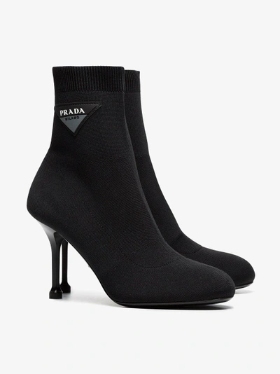 Shop Prada Logo 90 Sock Booties In Black