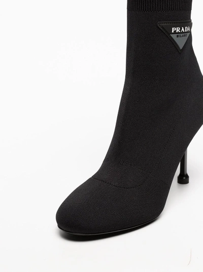 Shop Prada Logo 90 Sock Booties In Black