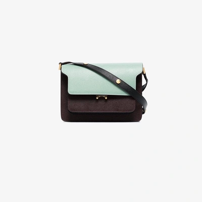 Shop Marni Green And Burgundy Trunk Leather Shoulder Bag In Red