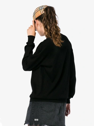 Shop Moschino Logo-knit Crew-neck Sweater In Black