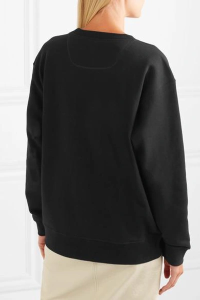 Shop Marc Jacobs Embellished Embroidered Cotton-jersey Sweatshirt In Black